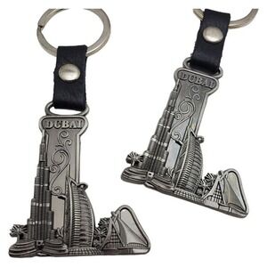 Dubai Keychain Souvenir Travel Key Ring Leather United Arab‎ Emirates Landmark